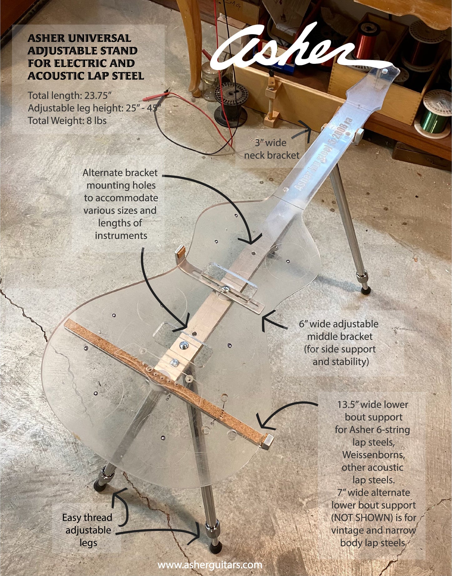Electro Hawaiian® Universal LAP STEEL Guitar Stand, Adjustable Height, Fits Most Lap Steels!
