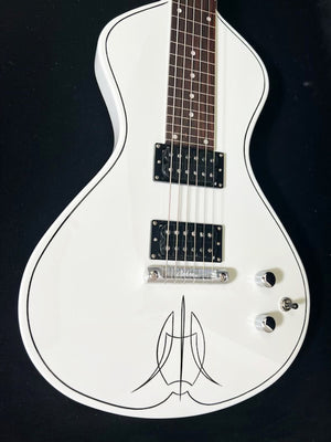 SOLD 2023  Hand Pin Striped Electro Hawaiian® Junior Lap Steel WHITE with Gig Bag!