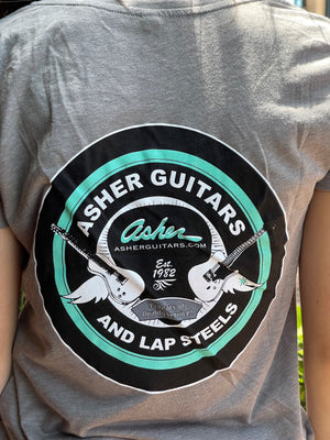 Asher Guitars Women's "The Logo" Festival T - 100% Cotton Premium, Grey or Black